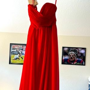 Red chiffon sweetheart neckline dress